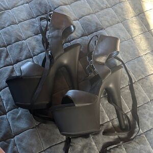 Pleaser Black Platform Sandals